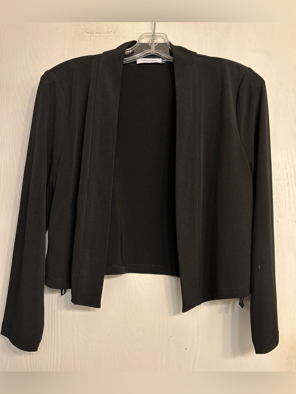 Calvin Klein Sleek Contemporary Silky Open-front Ladies Cropped Cardigan Sz L.